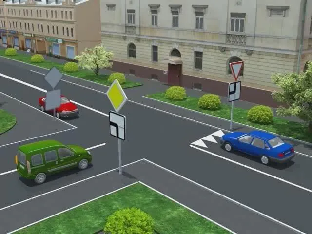 Автомобили проедут перекресток в следующем порядке: