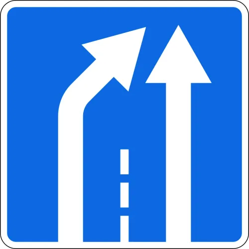 5.8.6 «Конец раздела». Конец средней полосы для трехполосных дорог.